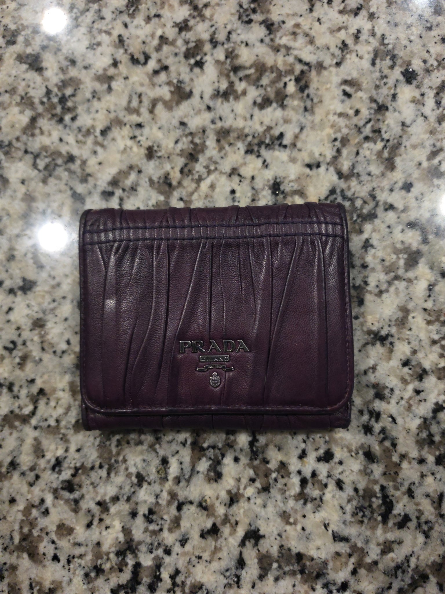 Vintage Prada Purple Trifold Snap Wallet