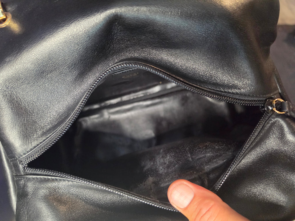 Gucci Bamboo Top Handle Bag Black Leather